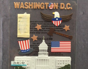 WASHINGTON DC Sticker | Monuments Stickers | Lincoln Monument Jefferson Memorial | White House Sticker | Paper Crafting Scrapbooking E3159*