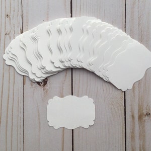 Cardstock Die Cut Label Punches | White Die Cut Shapes | Stamping Punchies for Cards | Tags for Scrapbooking, Weddings DIY Rectangle Pennant
