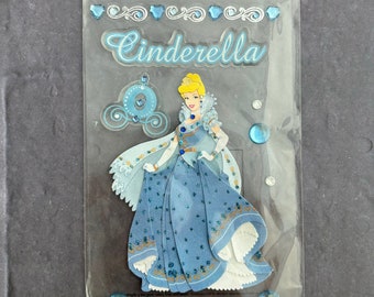 3D DISNEY Cinderella Scrapbook Embellishment |  Princess Costume Dimensional Sticker | Vintage RARE | Vacation Paper Crafting | E3995