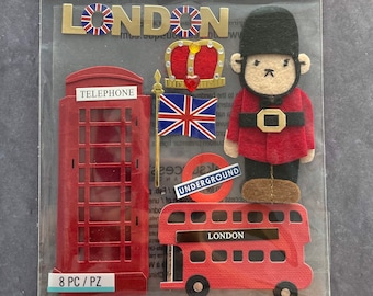 LONDON Sticker Embellishment | England Big Ben Sticker | British Bobbies Sticker | Dr Who Tardis Scrapbook Sticker | Scrapbooking | E3831*