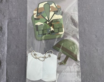 DOG Tags Army Military Sticker | Hero Sticker | Fatigue Camo Sticker | Veteran Embellishments | Boot Camp Basic Training | Scrapbook | E3942