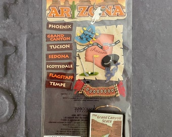 3D ARIZONA Title Embellishment | Grand Canyon Sticker | Raft Golf US 66 Sticker | Paper Crafting | Scrapbook Sticker | Scrapbooking | E3970