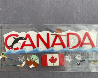 3D CANADA Title Scrapbook Sticker | Canada Embellishment | Hockey Moose Fishing Sticker | Handmade  Sticker Border| Paper Crafting | E3962