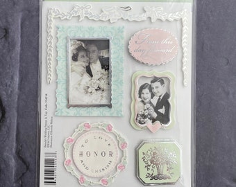 VINTAGE Wedding Album Sticker | Married Embellishment 3D Wedding Dimensional | Mr & Mrs | Photo Frame | Paper Crafting Scrapbook | E3952*