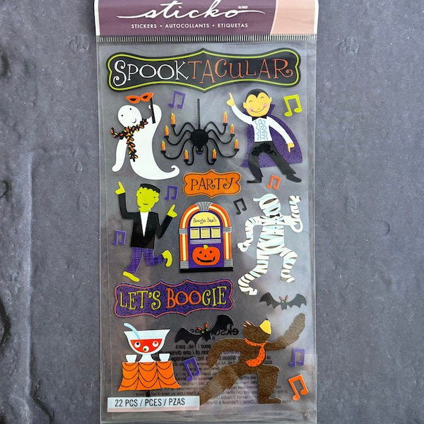 SPOOKTACULAR Halloween Sticker | Creepy Costume Sticker | Dracula Mummy Ghost Frankenstein Bat | Party Boo| Scrapbook Paper Crafting | E4007