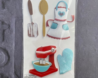 3D Kitchen Baking Sticker | Apron Sticker | Oven Mitt Sticker | Kitchen Aid Mixer | Baked with Love | Handmade Scrapbooking Sticker | E3885