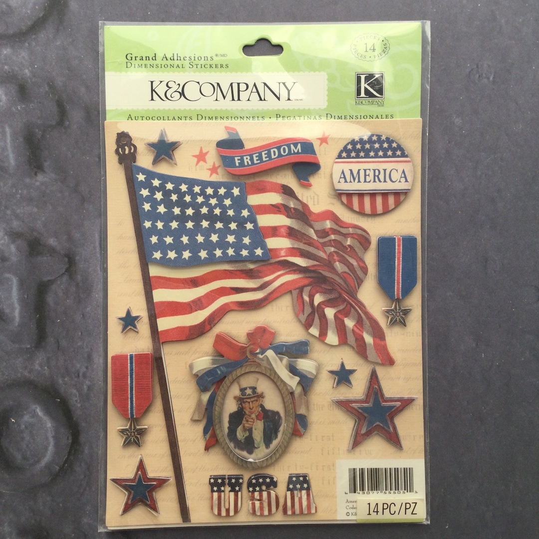 VINTAGE American Flag Sticker Set Stars and Stripes Sticker USA 4th of