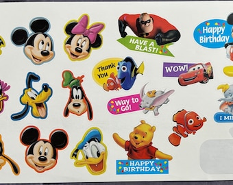 DISNEY Character Stickers | Mickey Mouse & Minnie Mouse Goofy Daffy Duck Pluto | Winnie the Pooh  Nemo Dori Dumbo | Paper Crafting | E3967