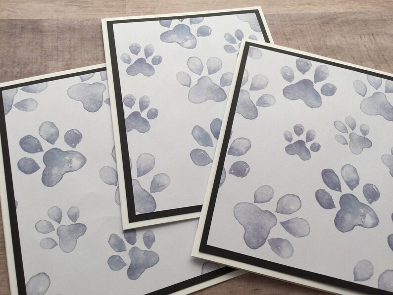 Dog Note Cards Paw Print Cards Pet Note Card Set Dog Etsy