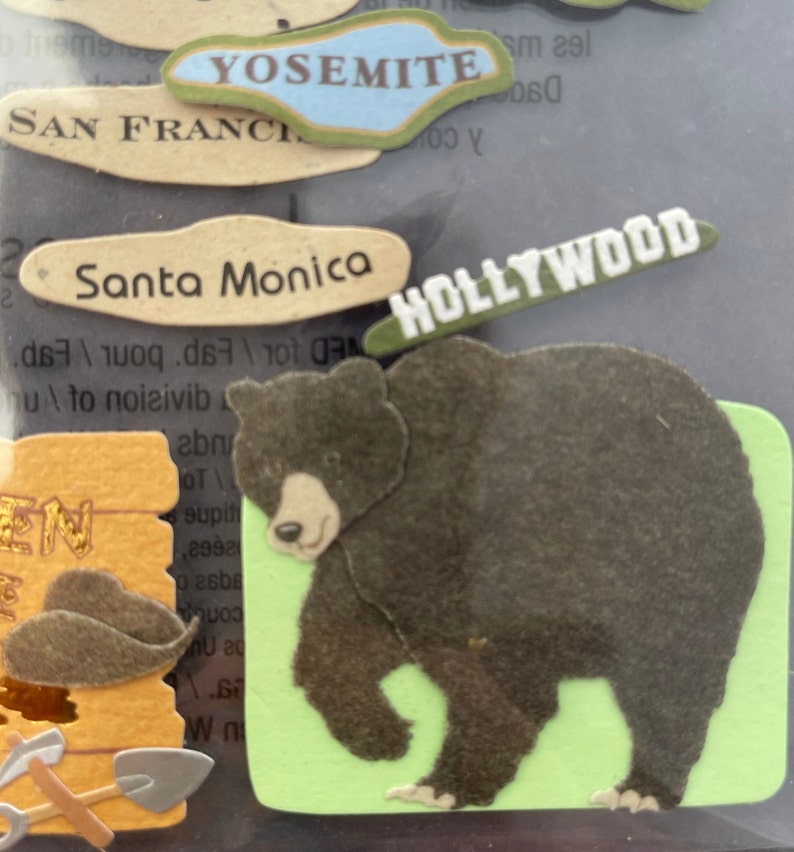 CALIFORNIA 3D Stickers Golden Gate Bridge Wine Country Bear State Parks Embellishment Beverly Hills Hollywood Jolees Scrapbook E3832 image 5