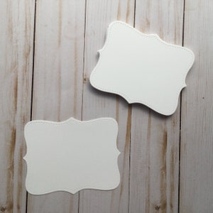 24 White Shapes Labels Die Cut Pieces Made From Cardstock Paper for DIY  Wedding Event Showers Tags Labels Crafts Cards 