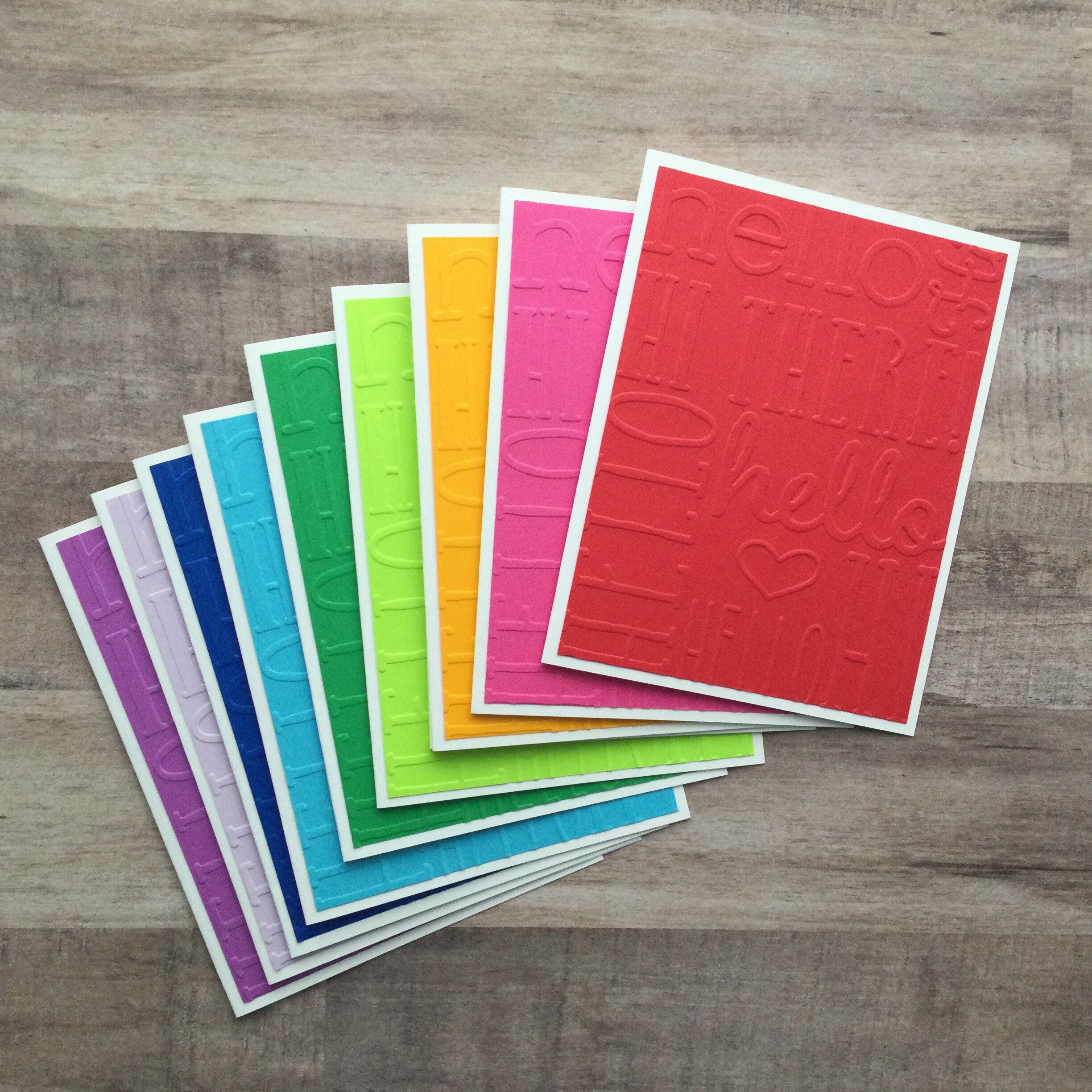 HANDMADE Set of Hello Cards | Embossed Hello Note Cards | Any Occasion ...