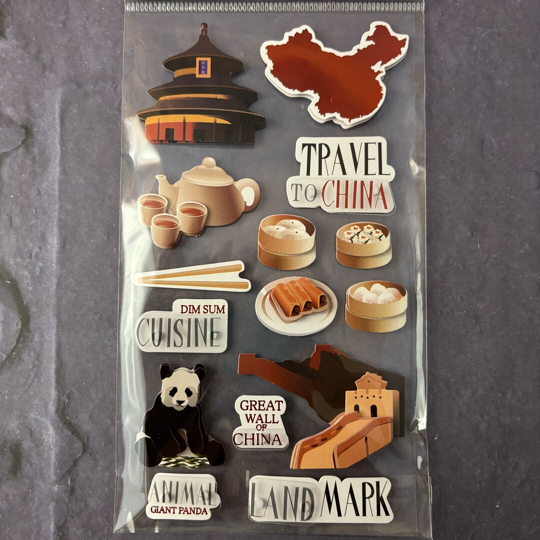 3D CHINA Sticker | Panda Great Wall Scrapbook Sticker | Chinese Cuisine ...