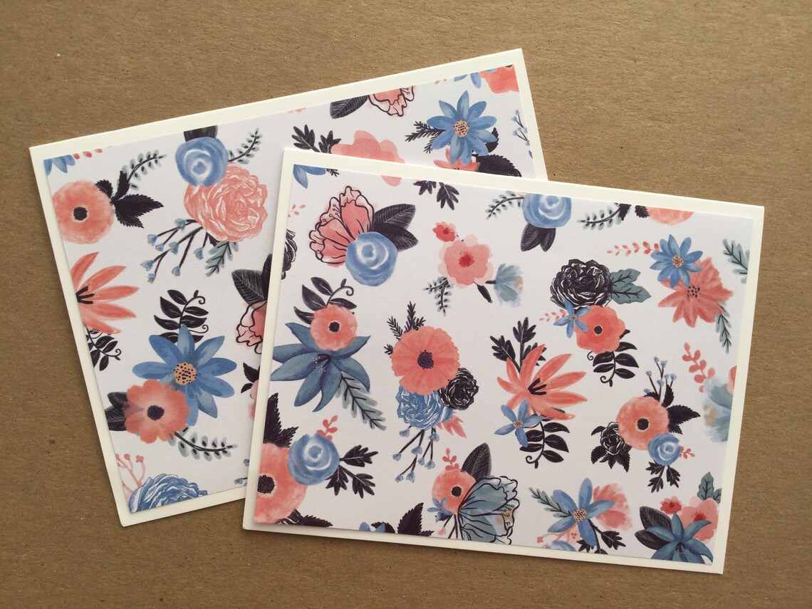 Blank Flower Card Set Handmade Greeting Cards Assortment Etsy