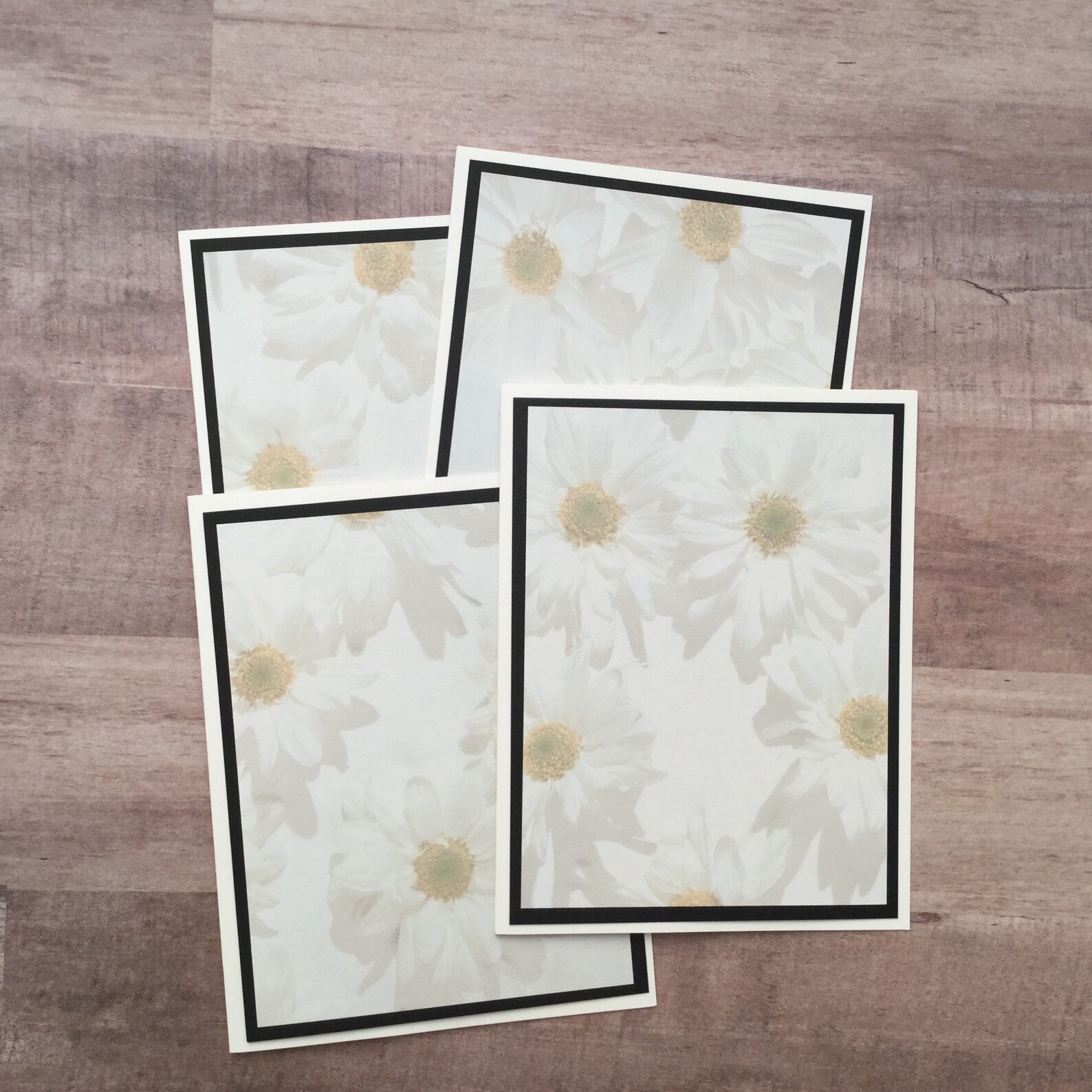 Handmade Flower Card Black and White Greeting Cards Blank | Etsy