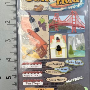 CALIFORNIA 3D Stickers Golden Gate Bridge Wine Country Bear State Parks Embellishment Beverly Hills Hollywood Jolees Scrapbook E3832 image 6