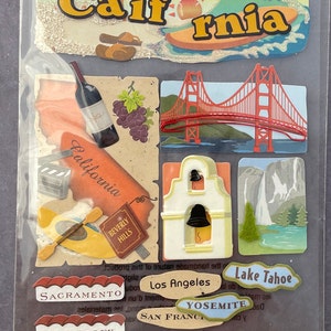 CALIFORNIA 3D Stickers Golden Gate Bridge Wine Country Bear State Parks Embellishment Beverly Hills Hollywood Jolees Scrapbook E3832 image 9