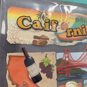 CALIFORNIA 3D Stickers Golden Gate Bridge Wine Country Bear State Parks Embellishment Beverly Hills Hollywood Jolees Scrapbook E3832 image 2