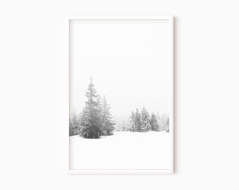 Minimalist Forest Print | Snow Trees Forest | Printable Winter Photography DOWNLOAD  #0385