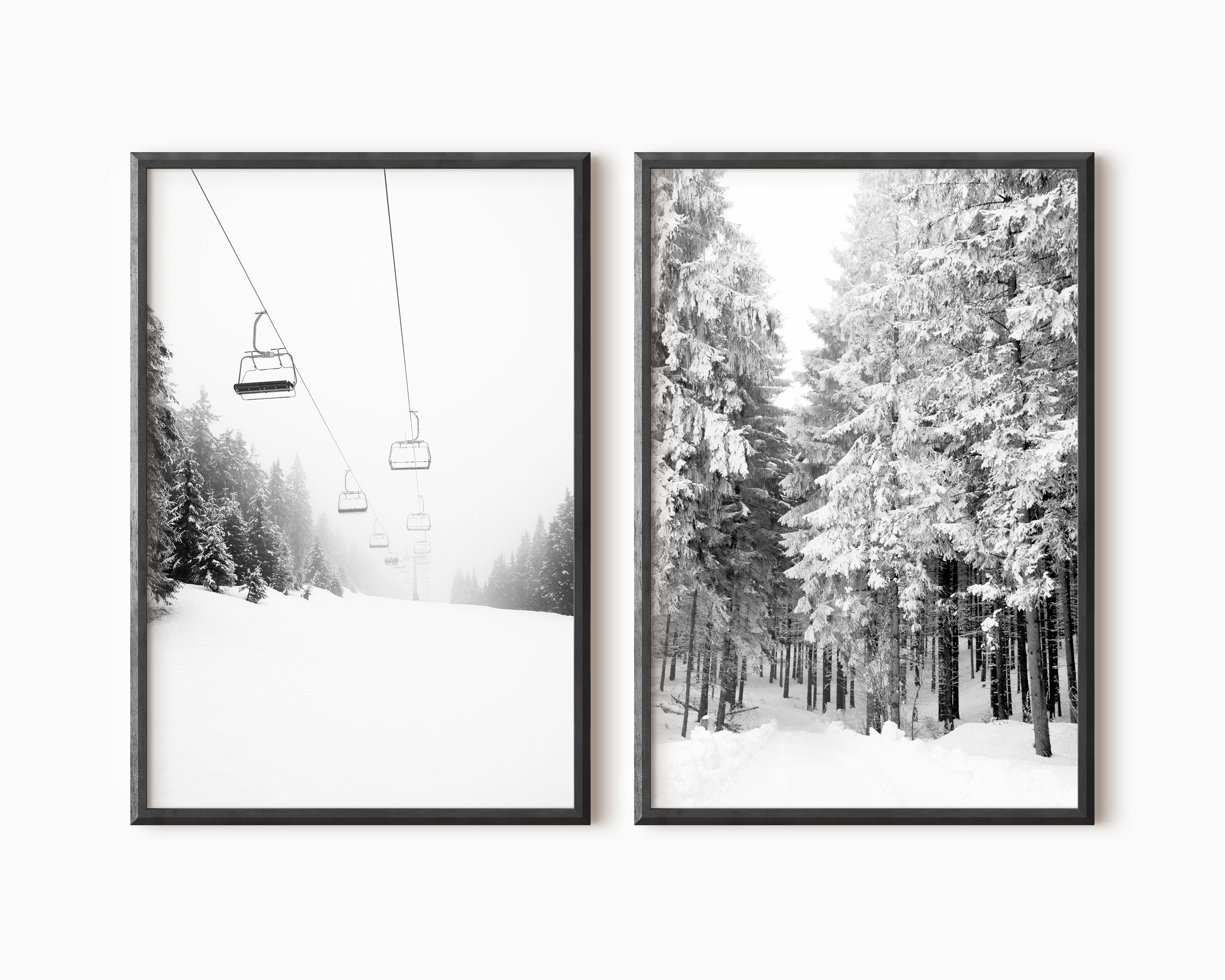 Set of 2 Ski Print | Forest Printable Wall Art | Digital Winter ...