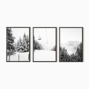 Winter Print Set Of 3 Ski Prints Mountain Print Snowy Forest Printable Wall Art Nordic Decor Winter Forest Print Snow Trees   #0398