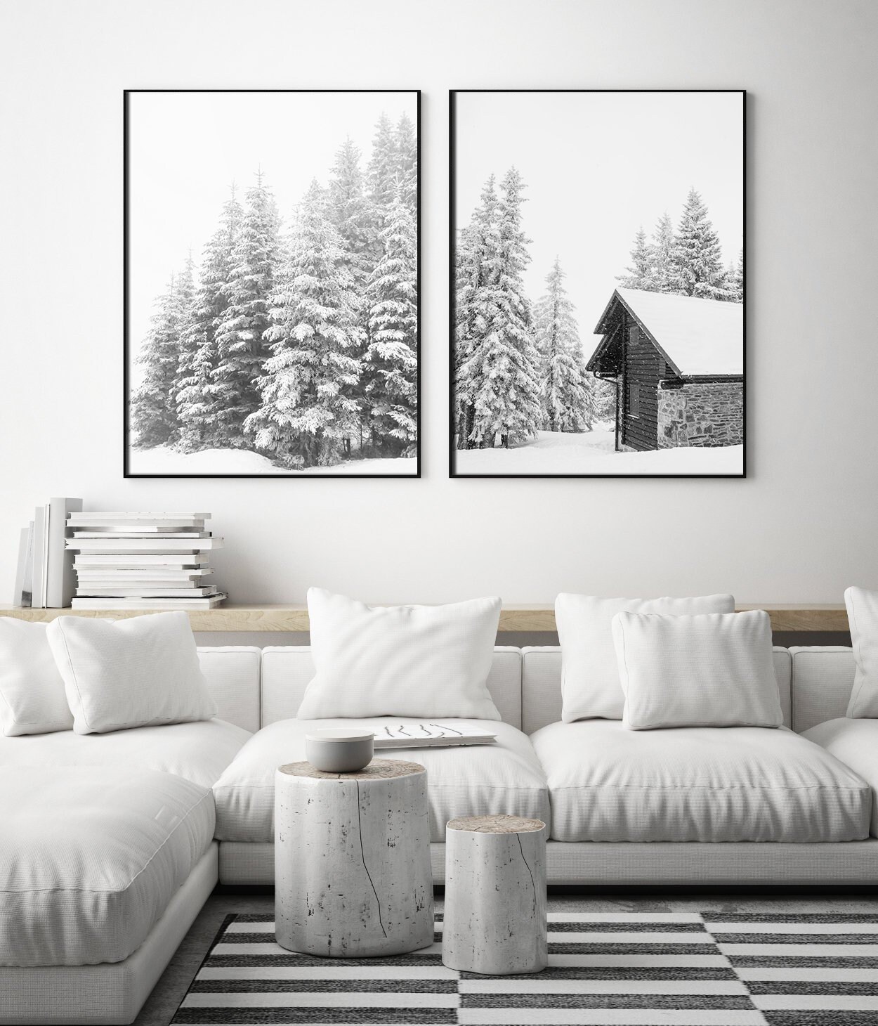 Snowy Forest Set of 2 Prints | Printable Winter Wall Art DOWNLOAD #0648 ...