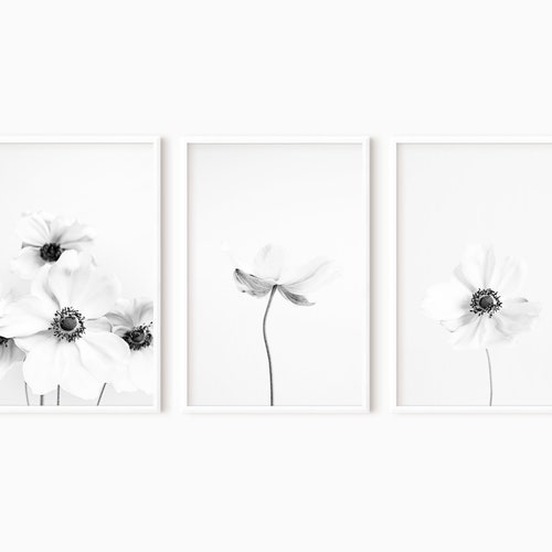 Flower Print Printable Art Black and White Prints Floral - Etsy