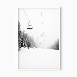 Ski Print Mountain Print Instant Download Photography Ski Lover Gift Poster Black And White Print Minimalist Print   #0122