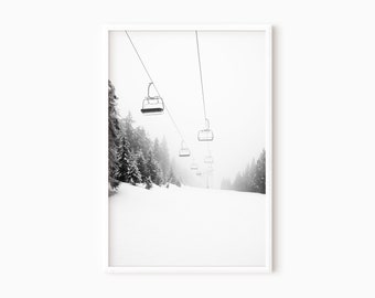 Ski Print Mountain Print Instant Download Photography Ski Lover Gift Poster Black And White Print Minimalist Print   #0122