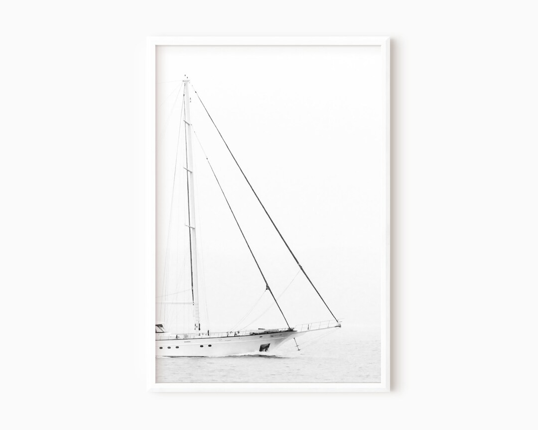 Black and White Sailboat Wall Art | Printable Nautical Art Print ...