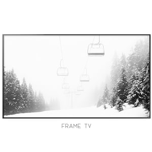 Ski Lift Art For Frame Tv | Samsung Frame TV Art | Nordic Mountain Tv Art | Instant Download   #0540tv