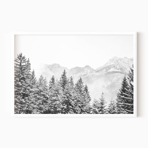 Foggy Mountain Print | Black And White Printable Forest Art | Instant Download   #0379