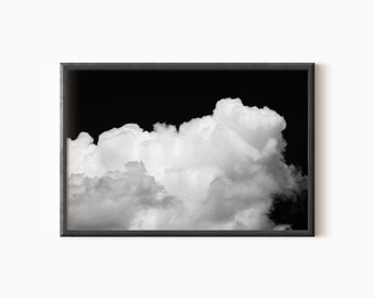 Black And White Cloud Art Print | Minimalist Wall Decor | White Cloud Print | Instant Download    #0362