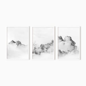 Cloud Print Set Of 3 Prints | Black And White Abstract Art PRINTABLE DOWNLOAD   #0460