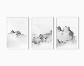 Cloud Print Set Of 3 Prints | Black And White Abstract Art PRINTABLE DOWNLOAD   #0460