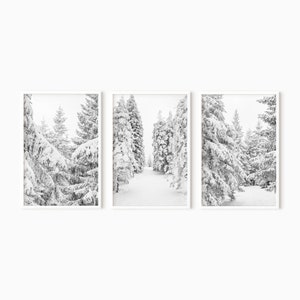 Winter Prints Set Of 3 | Printable Snowy Tree Print DOWNLOAD    #0654