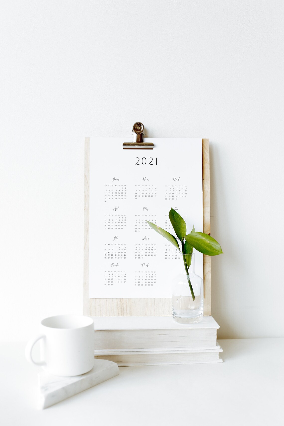 2021 Yearly Printable Calendar Instant Download Desk | Etsy