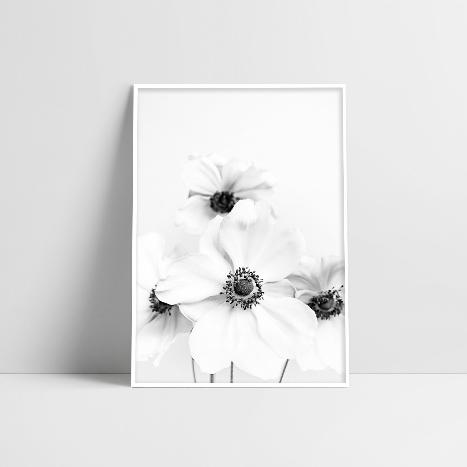Black And White Flower Prints White Flowers Print Etsy