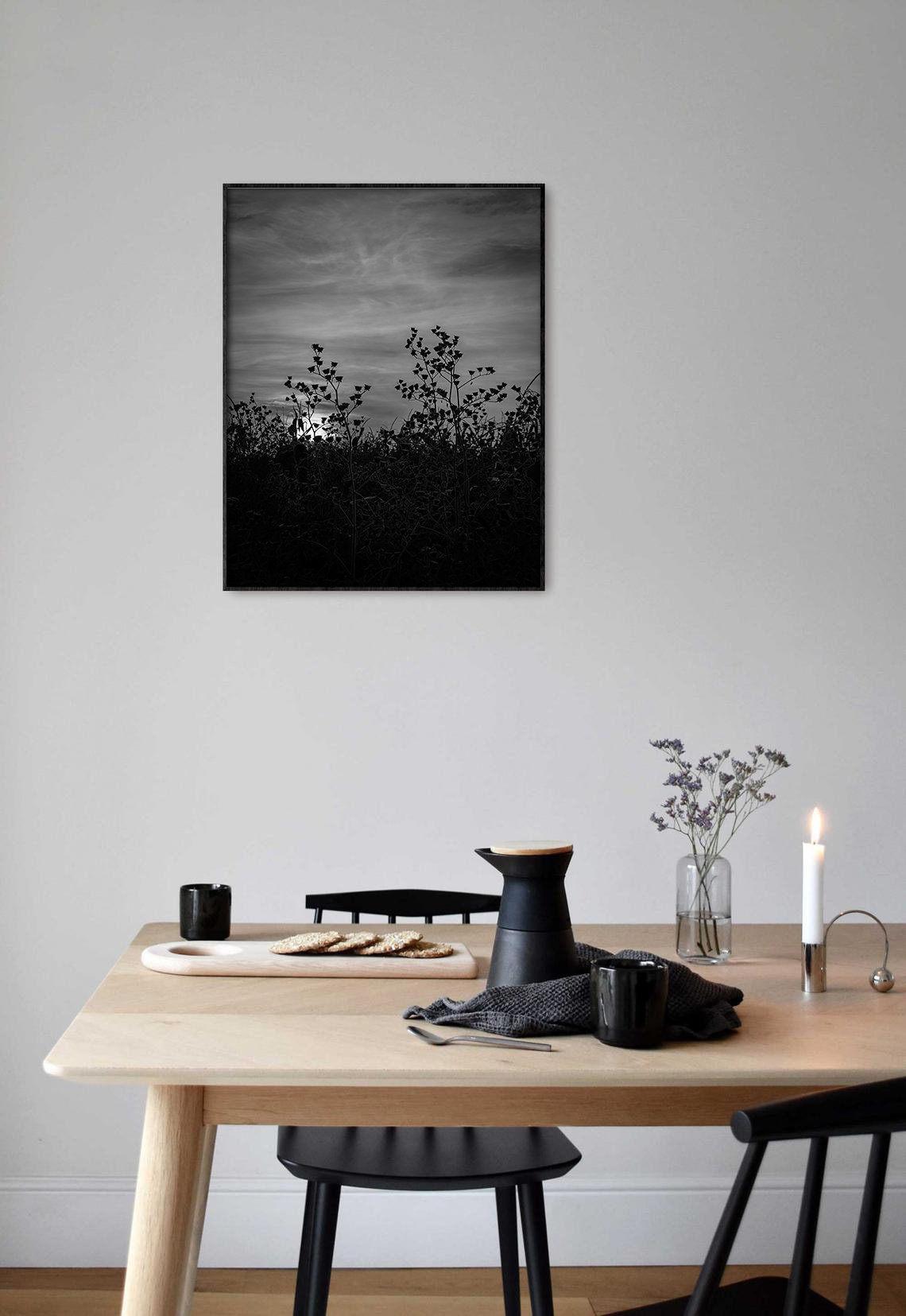 Dark Nature Wall Art Black and White Sunset Print Dark Etsy