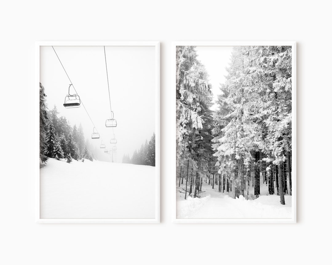 Set of 2 Ski Print | Forest Printable Wall Art | Digital Winter ...