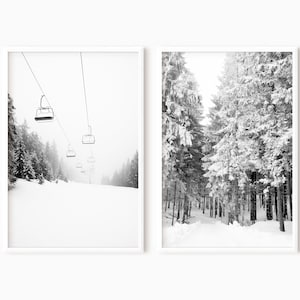 Set Of 2 Ski Print | Forest Printable Wall Art | Digital Winter Photography | Instant Download    #0160