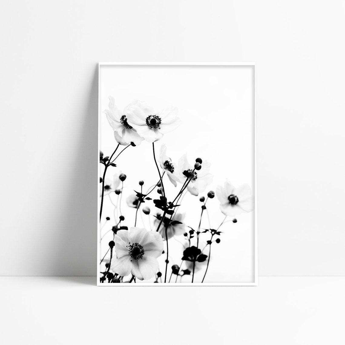 Flower Prints Set Of 4 Black And White Downloadable Prints Etsy