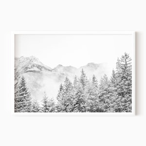 Foggy Forest Photography | Printable Black And White Mountain Print DOWNLOAD    #0381