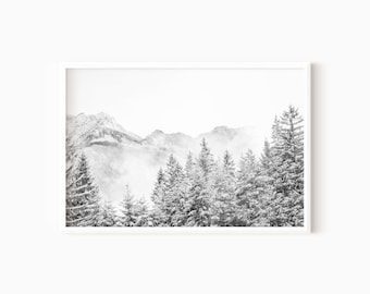 Foggy Forest Photography | Printable Black And White Mountain Print DOWNLOAD    #0381