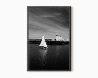 Black And White Boat Photography | Printable Sailboat Wall Art | Coastal Home Decor | Instant Download   #0167