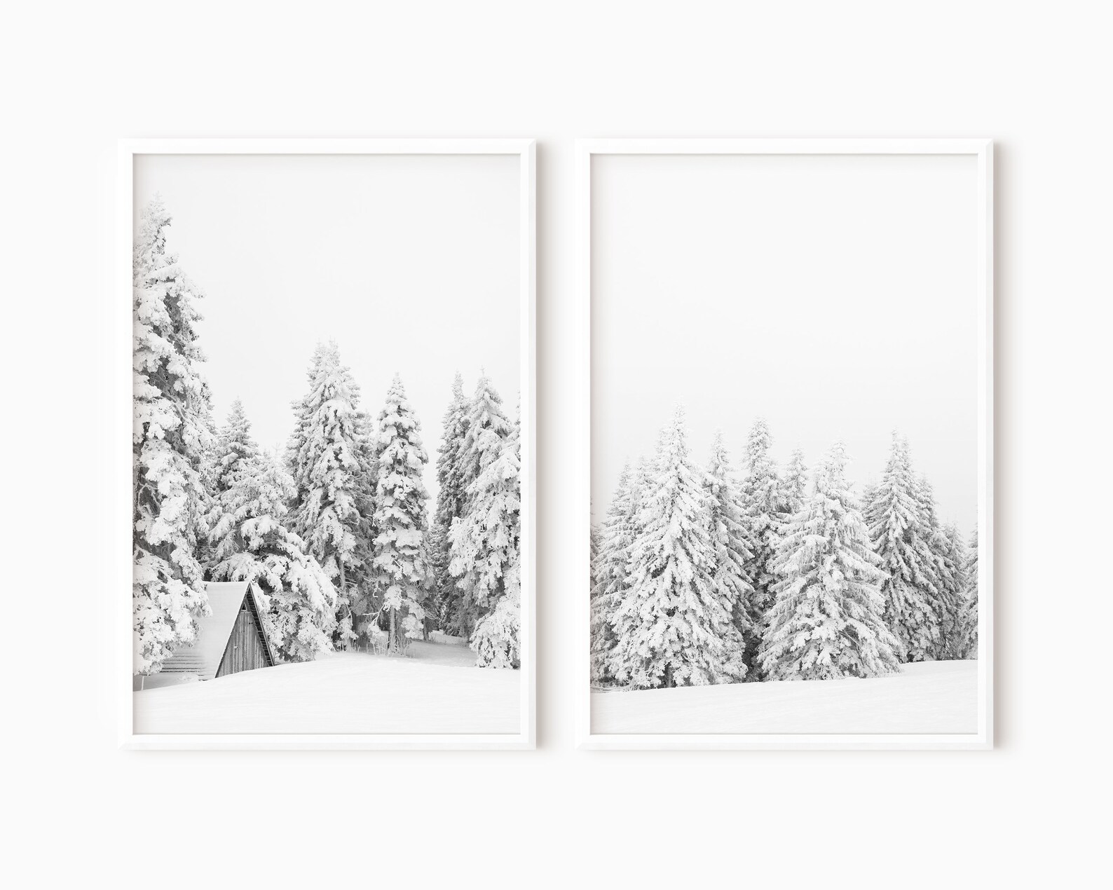 Set of 2 Winter Wall Art Snowy Trees Winter Landscape 2 Etsy