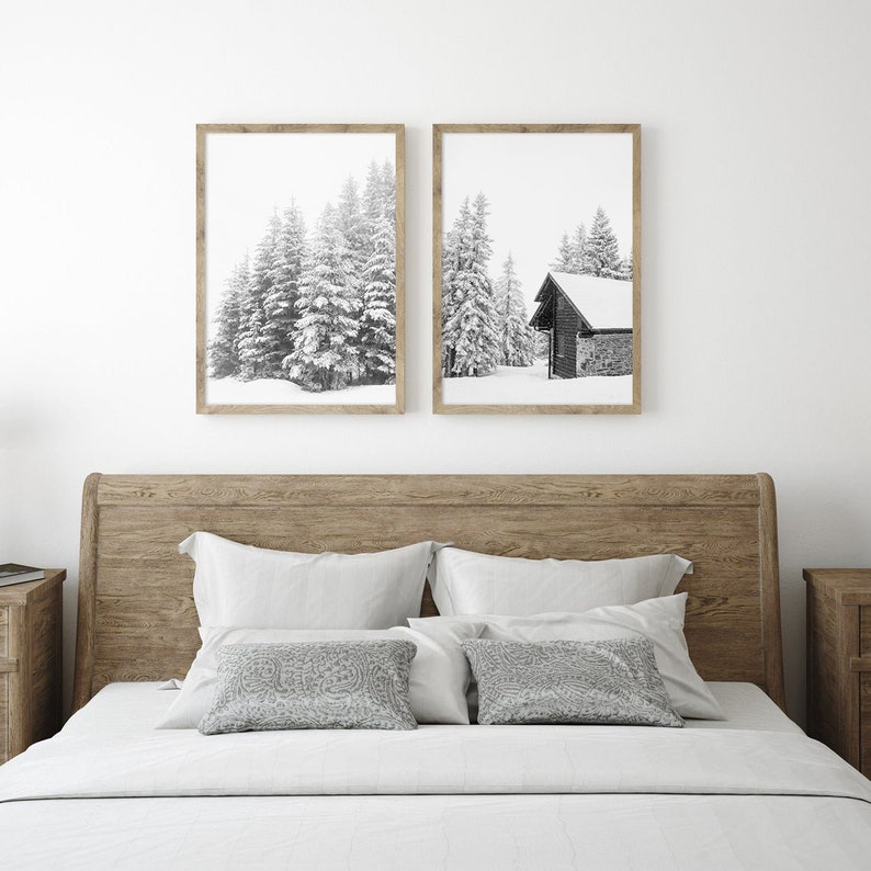 Snowy Forest Set of 2 Prints | Printable Winter Wall Art DOWNLOAD #0648 ...