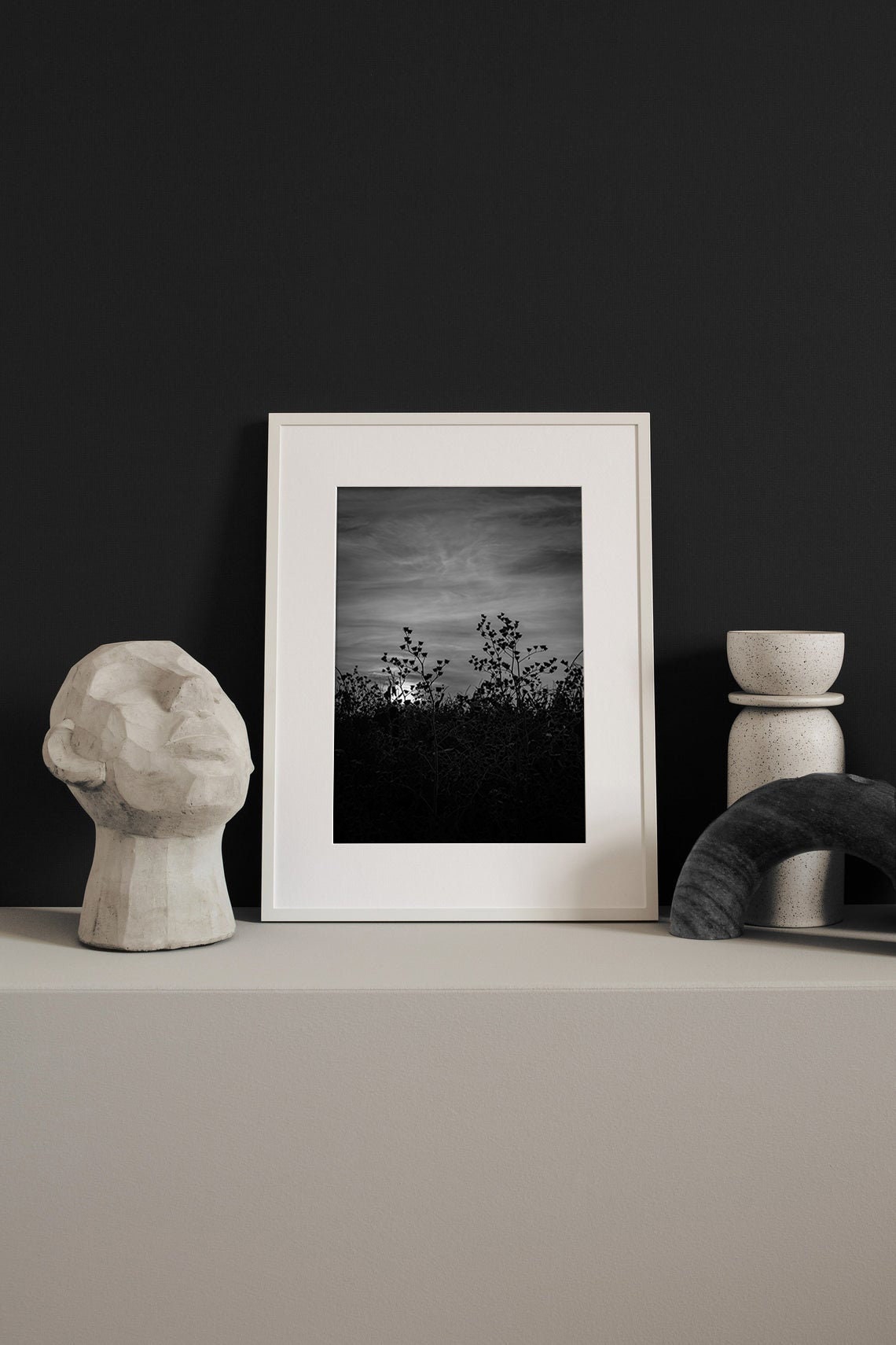 Dark Nature Wall Art Black and White Sunset Print Dark Etsy