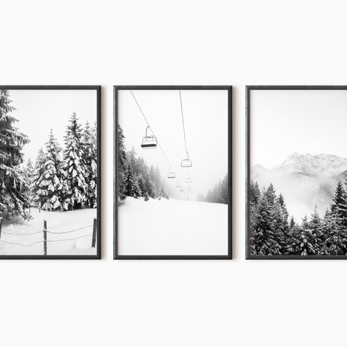 Mountain Wall Art Set of 3 Mountain Prints Decor Landscape Etsy