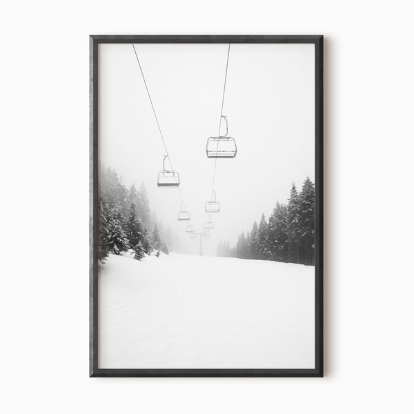 Ski Poster Nordic Art Print Skiing Wall Art Ski Photography Black And White Prints Printable Wall Art Ski Print   #0183